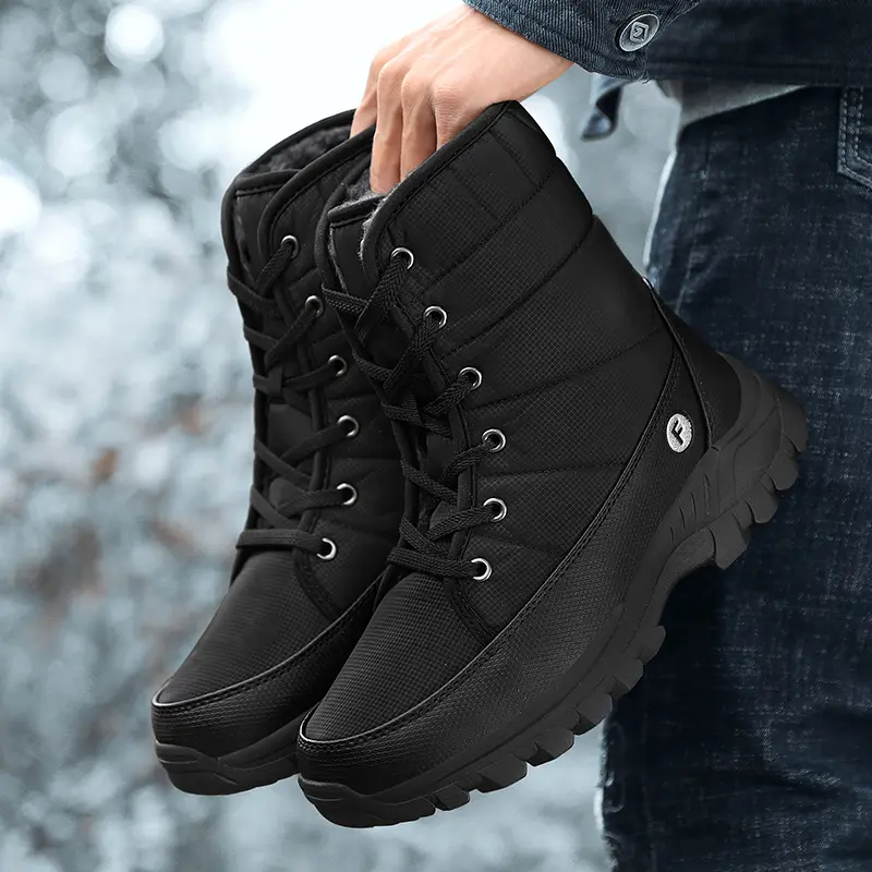 New Outdoor Men Boots Winter Snow Boots For Men Shoes Thick Plush Waterproof Slip-Resistant Keep Warm Winter Shoes Plus Size 46