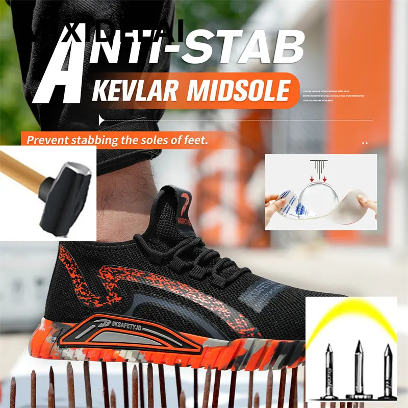 Large Size Safety Shoes Men Boots Work Sneakers Male Steel Toe Shoes Protective Boots Puncture-Proof Indestructible Shoes