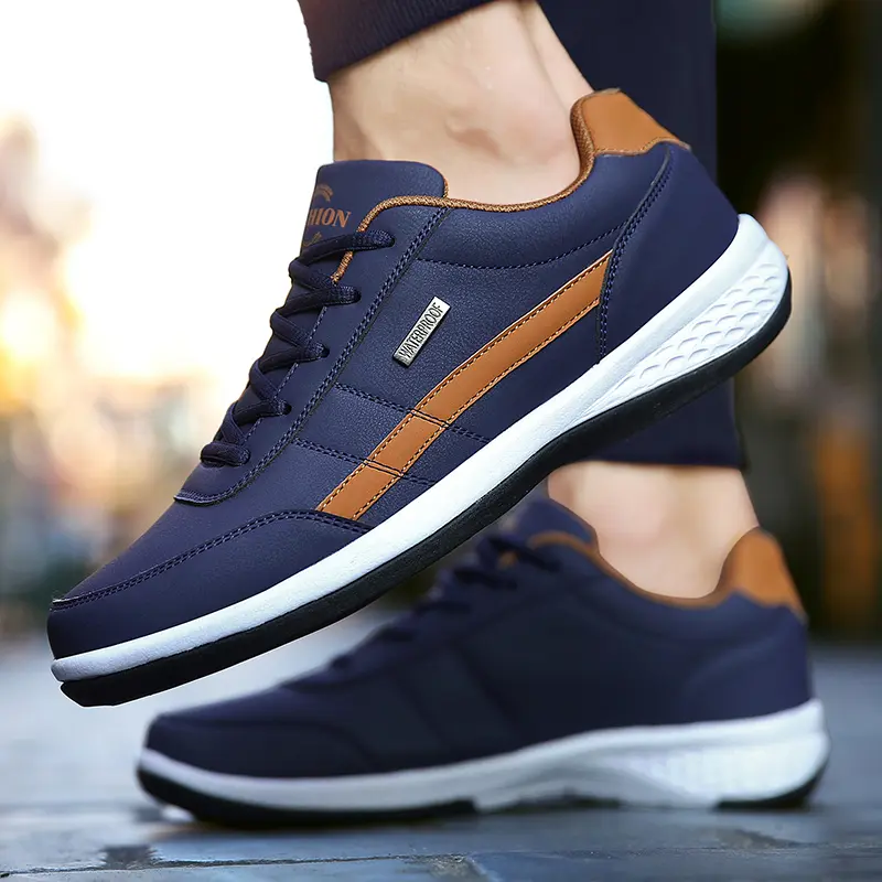 2025 New Fashion Men Sneakers for Men Casual Shoes Breathable Lace up Mens Casual Shoes Spring Leather Shoes Men chaussure homme