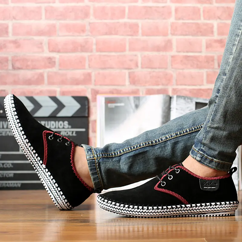 New Fashion Genuine Leather Casual Shoes Men Loafers Cow Suede Men Shoes Breathable Outdoor Flat Shoes Walking Zapatos Sneakers
