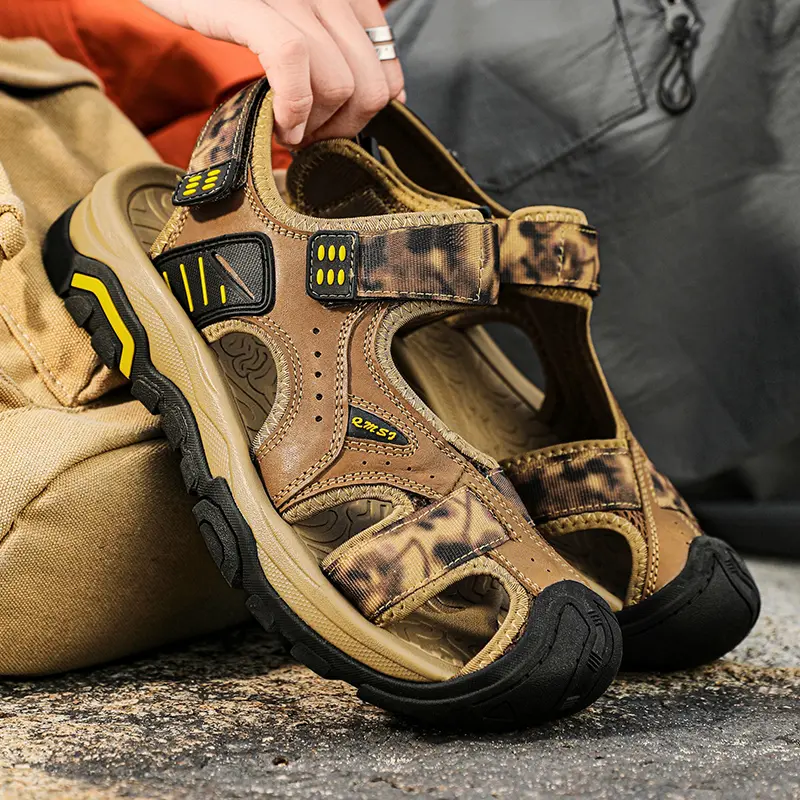 Summer Men Sandals Patchwork Leather Men Casual Shoes Breathable Outdoor Sandals for Men Beach Sandals Slippers Fashion Sneakers