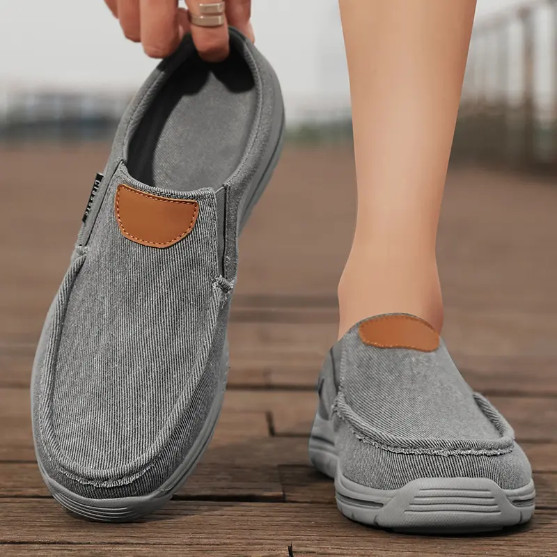 Men's Canvas Slippers Summer Outdoor Anti-slip Casual Slippers Fashion Lightweight Half Slippers Comfortable Walking Men's Shoes