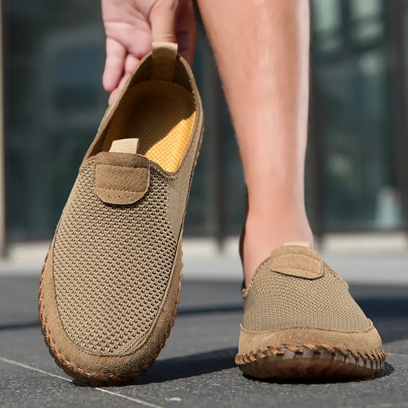 New Summer Men Mesh Shoes Breathable Loafer Lightweight Handmade Casual Shoes Outdoor Men's Sneakers Walking Shoe Driving Shoes
