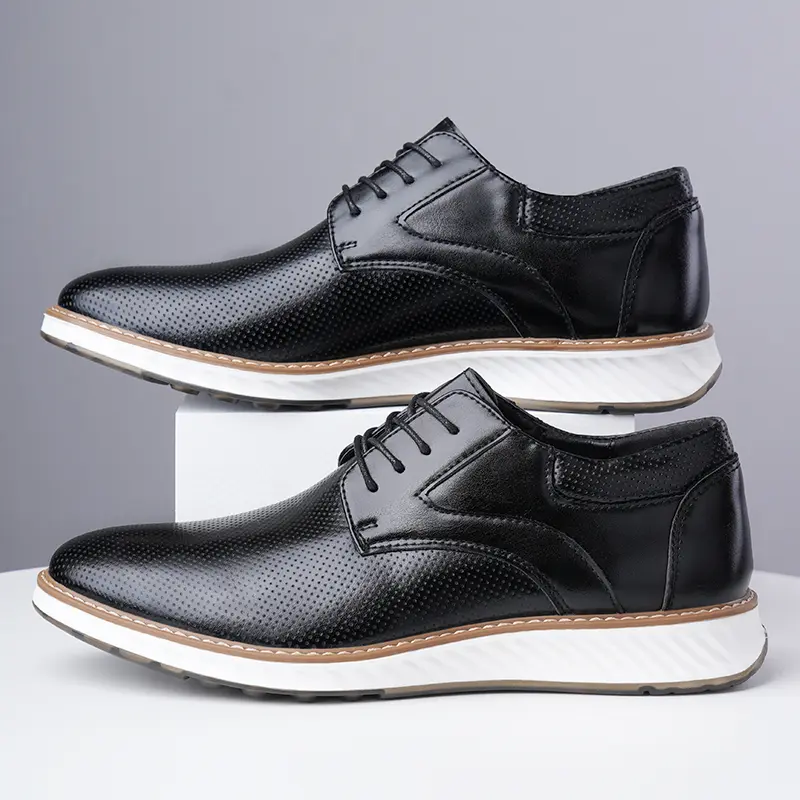 Spring Autumn Fashion Men Shoes Men PU Leather Oxfords Shoes Casual Lace-up Formal Business Wedding Dress Shoes Big Size 39-46