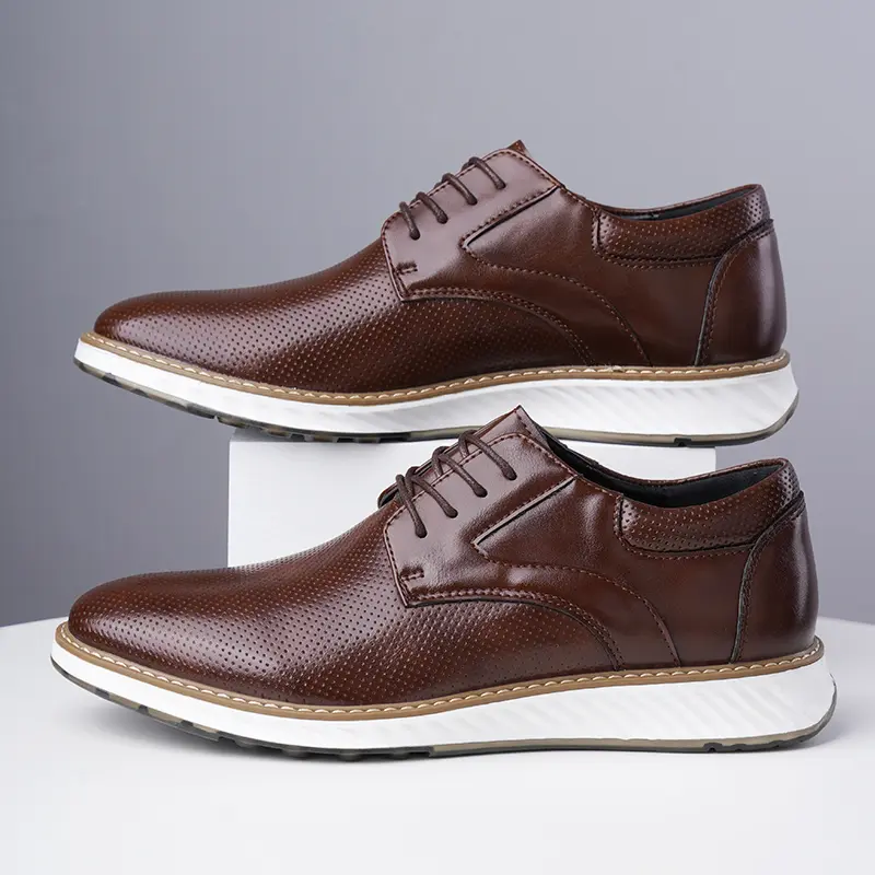 Spring Autumn Fashion Men Shoes Men PU Leather Oxfords Shoes Casual Lace-up Formal Business Wedding Dress Shoes Big Size 39-46