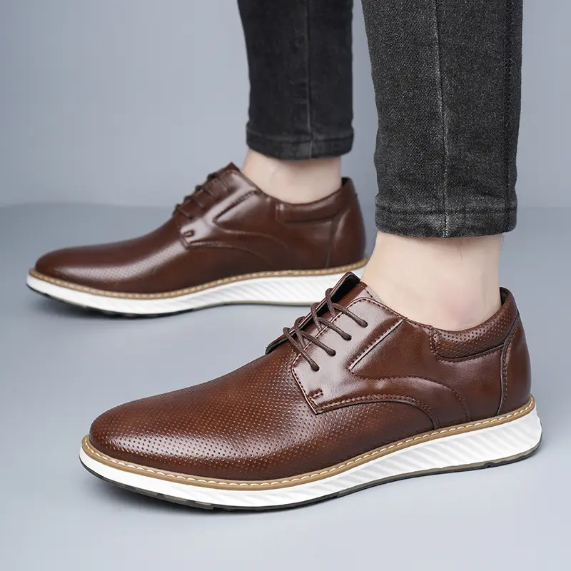 Spring Autumn Fashion Men Shoes Men PU Leather Oxfords Shoes Casual Lace-up Formal Business Wedding Dress Shoes Big Size 39-46