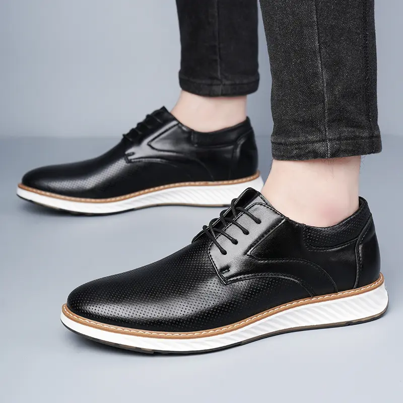Spring Autumn Fashion Men Shoes Men PU Leather Oxfords Shoes Casual Lace-up Formal Business Wedding Dress Shoes Big Size 39-46