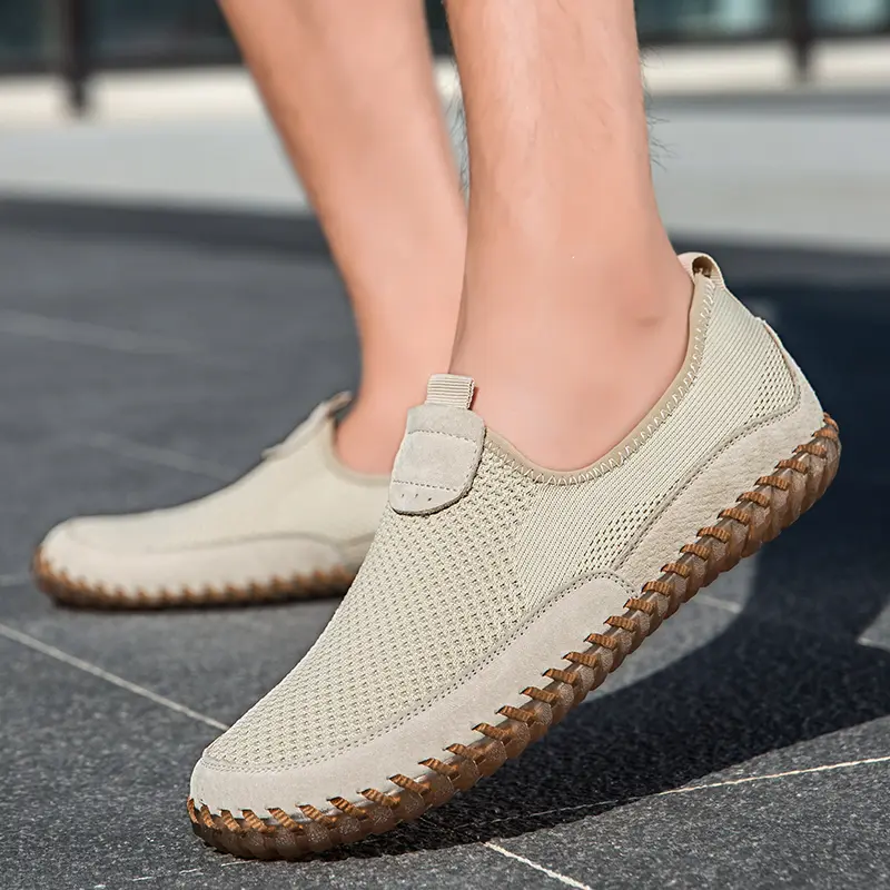 New Summer Men Mesh Shoes Breathable Loafer Lightweight Handmade Casual Shoes Outdoor Men's Sneakers Walking Shoe Driving Shoes