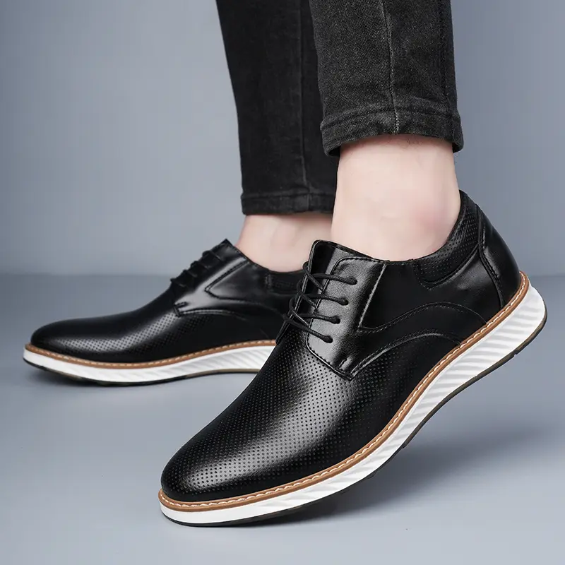 Spring Autumn Fashion Men Shoes Men PU Leather Oxfords Shoes Casual Lace-up Formal Business Wedding Dress Shoes Big Size 39-46