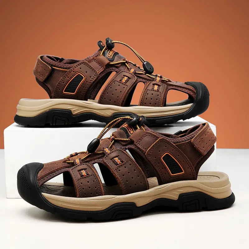 Men's Genuine Leather Sandals Brand Beach Sandal Summer Male Outdoor Casual Lightweight Sandal Fashion Sneakers Large Size 38-46