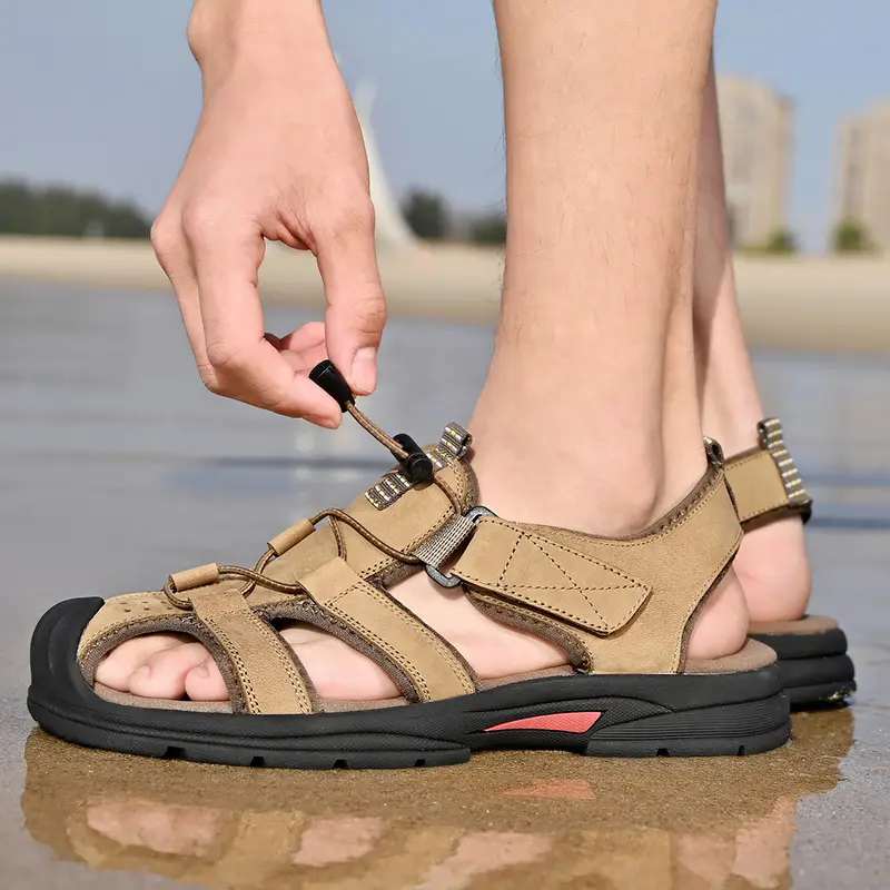 Summer Sneakers Men's Shoes Outdoor Wading Non-slip Men's Beach Sandals Genuine Leather Men Sandals Classic Men's Light Sandals