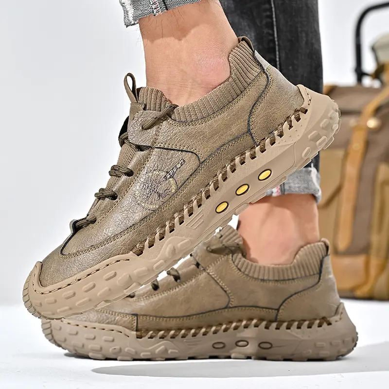 Handmade Men's Casual Shoes Breathable Men's Shoes Non-Slip Men's Sneakers Rubber Flats Shoes Comfortable Outdoor Walking Shoes