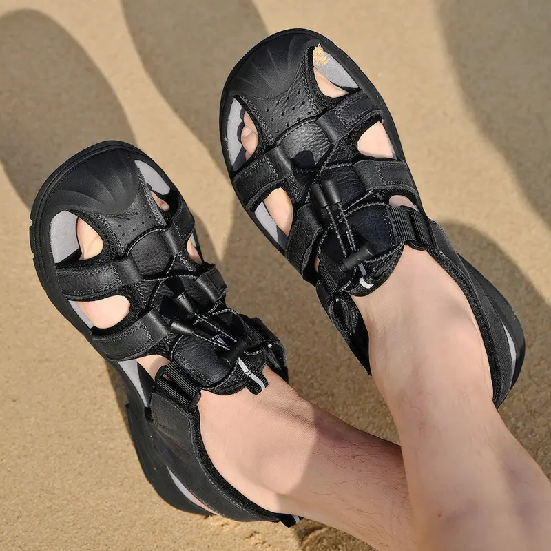Summer Sneakers Men's Shoes Outdoor Wading Non-slip Men's Beach Sandals Genuine Leather Men Sandals Classic Men's Light Sandals