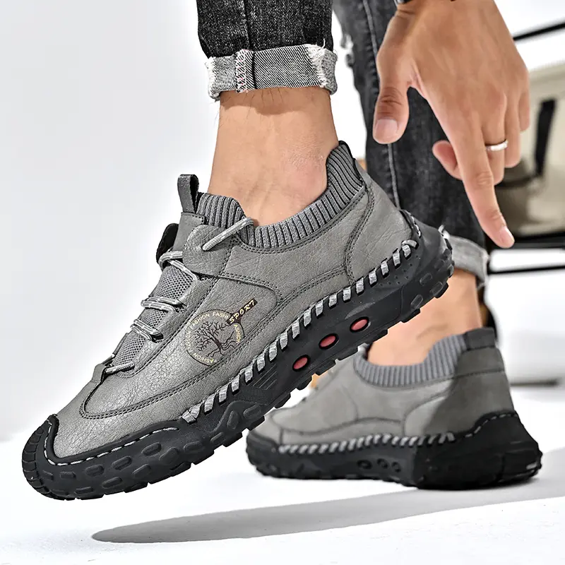 Handmade Men's Casual Shoes Breathable Men's Shoes Non-Slip Men's Sneakers Rubber Flats Shoes Comfortable Outdoor Walking Shoes