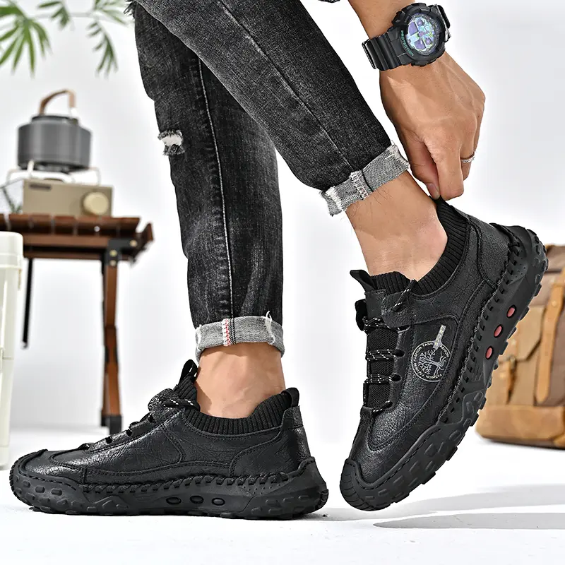 Handmade Men's Casual Shoes Breathable Men's Shoes Non-Slip Men's Sneakers Rubber Flats Shoes Comfortable Outdoor Walking Shoes