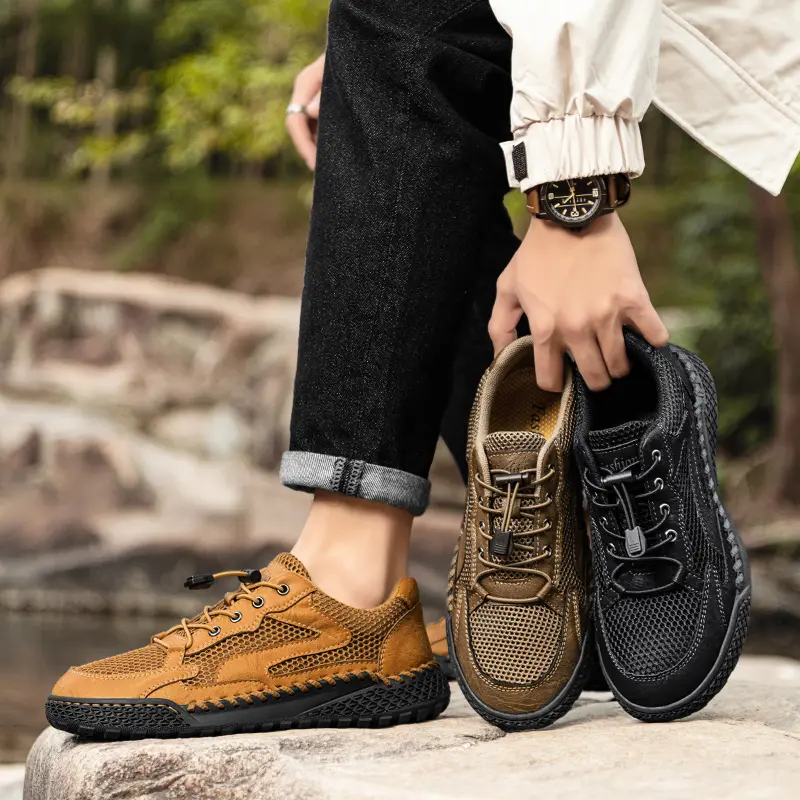 Breathable Men's Shoes Plus Size Summer Men's Flats,High Quality Casual Mesh Men Shoes Outdoor Handmade Moccasins Shoes for Male