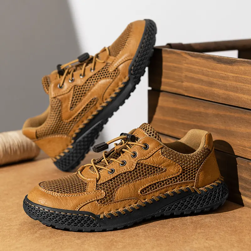 Breathable Men's Shoes Plus Size Summer Men's Flats,High Quality Casual Mesh Men Shoes Outdoor Handmade Moccasins Shoes for Male
