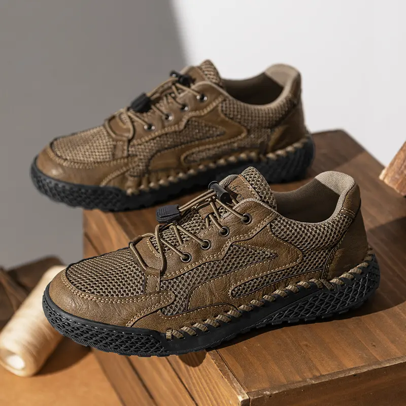 Breathable Men's Shoes Plus Size Summer Men's Flats,High Quality Casual Mesh Men Shoes Outdoor Handmade Moccasins Shoes for Male