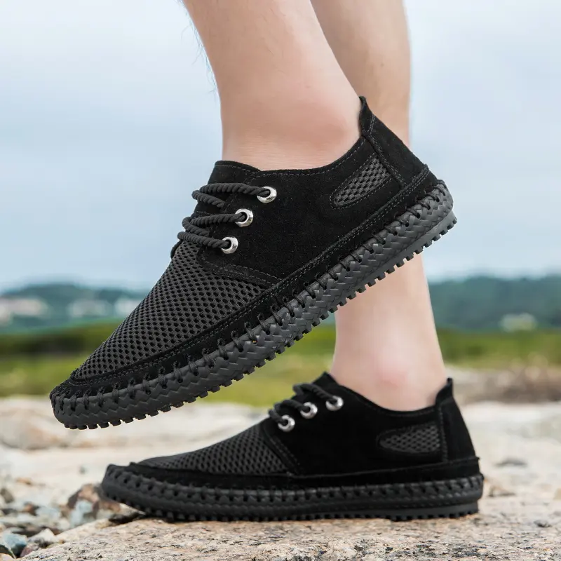 Men Summer Outdoor Casual Loafers Shoes Breathable Plus Size Sneakers Fashion Handmade Male Shoes Mesh Casual Flat Men's Shoes
