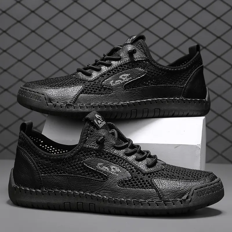 Summer Men Casual Mesh Shoes Breathable Loafer Lightweight Outdoor Walking Shoes Men's Sneakers Flat Driving Shoes Size 38-46