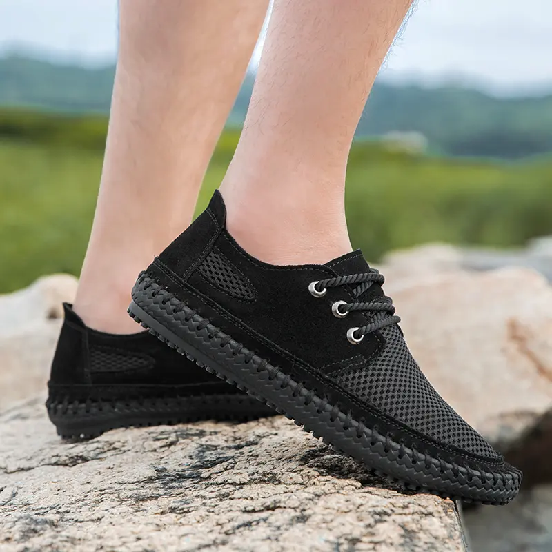 Men Summer Outdoor Casual Loafers Shoes Breathable Plus Size Sneakers Fashion Handmade Male Shoes Mesh Casual Flat Men's Shoes