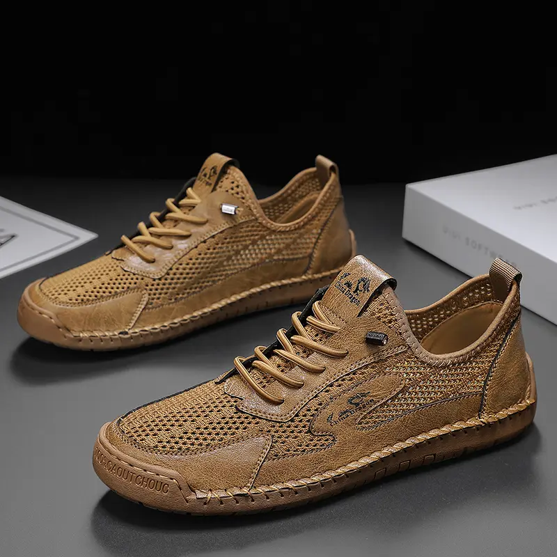 Summer Men Casual Mesh Shoes Breathable Loafer Lightweight Outdoor Walking Shoes Men's Sneakers Flat Driving Shoes Size 38-46