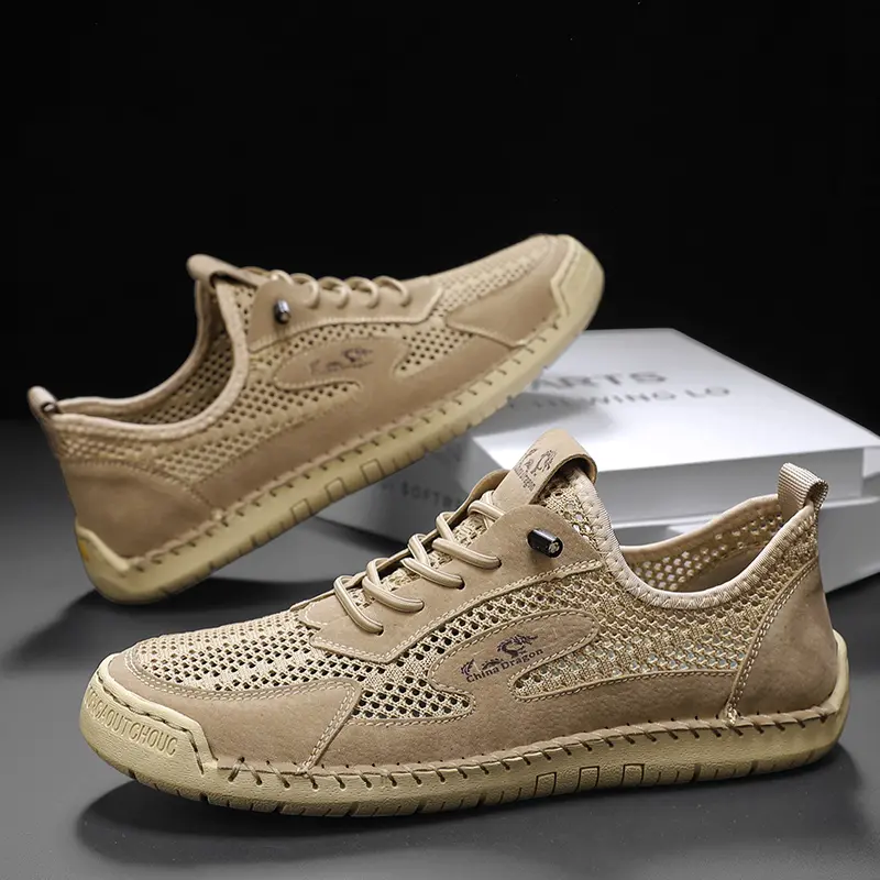 Summer Men Casual Mesh Shoes Breathable Loafer Lightweight Outdoor Walking Shoes Men's Sneakers Flat Driving Shoes Size 38-46