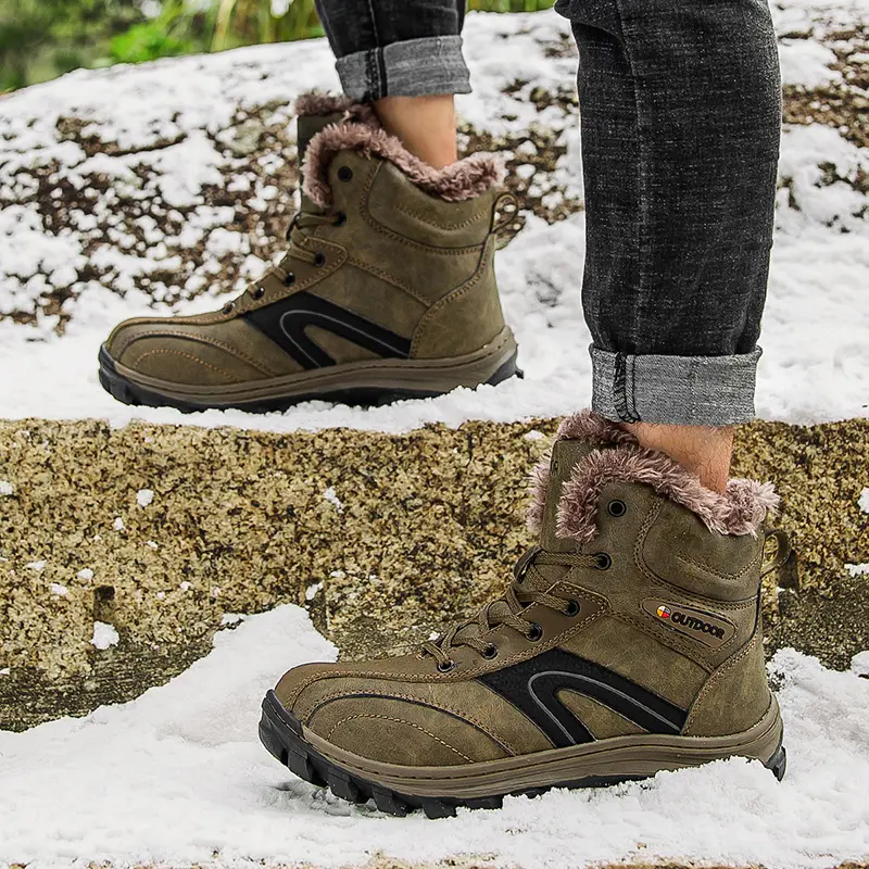 New Men's Winter Boots Thick Plush Warm Men Snow Boots Outdoor Waterproof Boots Winter Non-Slip Men Work Shoes Plus Size 40-48