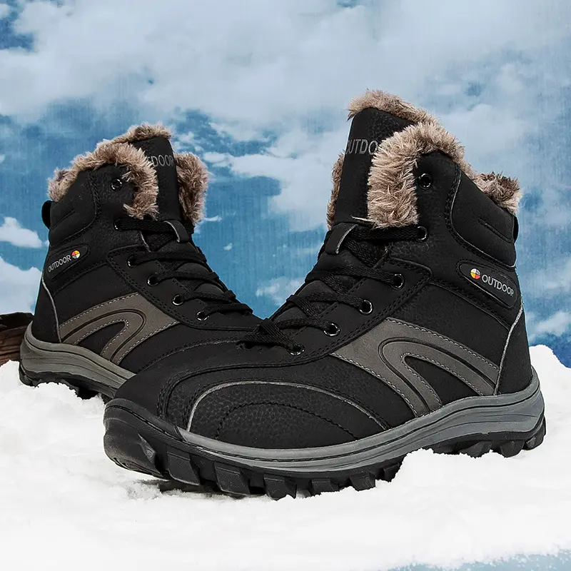 New Men's Winter Boots Thick Plush Warm Men Snow Boots Outdoor Waterproof Boots Winter Non-Slip Men Work Shoes Plus Size 40-48
