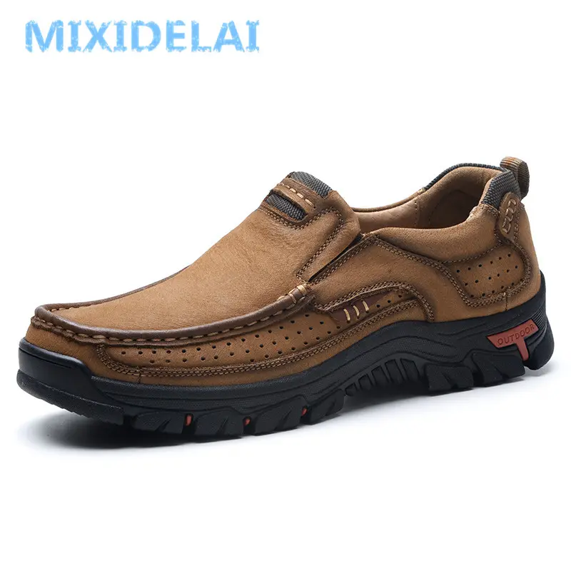 MIXIDELAI Genuine Leather Men Shoes England Trend Male Footwear Set Foot Men's Casual Outdoors Man Flats Work Shoes Large Size48