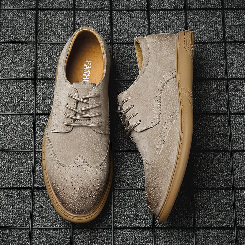 Plus Size Genuine Leather Men Oxfords Shoes Luxury Men's Casual Shoes British Style Brogue Office Shoes Lace-up Men Leisure Shoe