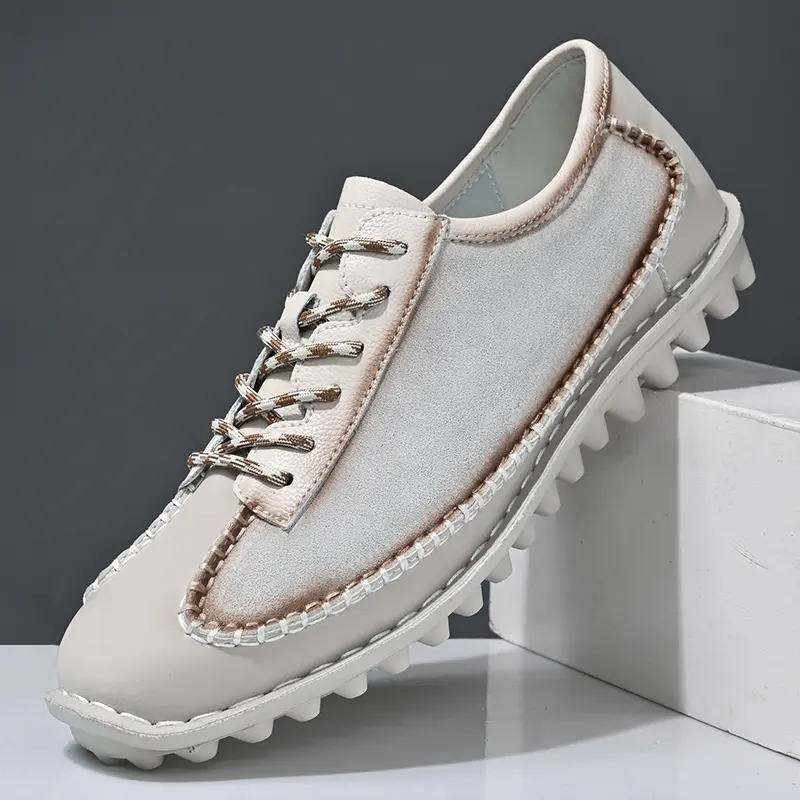 Spring Men Casual Leather Shoes Breathable Loafer Lightweight Thick-soled Shoes Outdoor Men's Sneakers Walking Shoe Driving Shoe