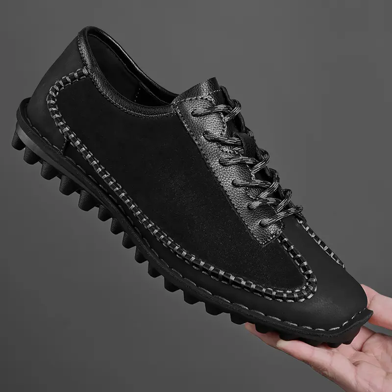Spring Men Casual Leather Shoes Breathable Loafer Lightweight Thick-soled Shoes Outdoor Men's Sneakers Walking Shoe Driving Shoe