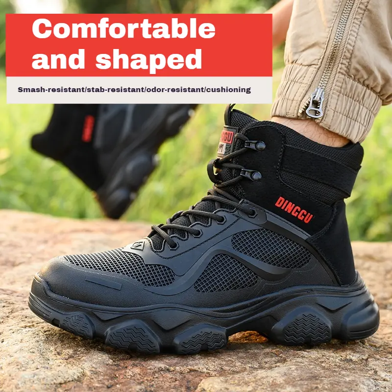 2024 New Safety Shoes Men Boots High Top Work Sneakers Steel Toe Cap Anti-smash Puncture-Proof work Boots Indestructible Shoes