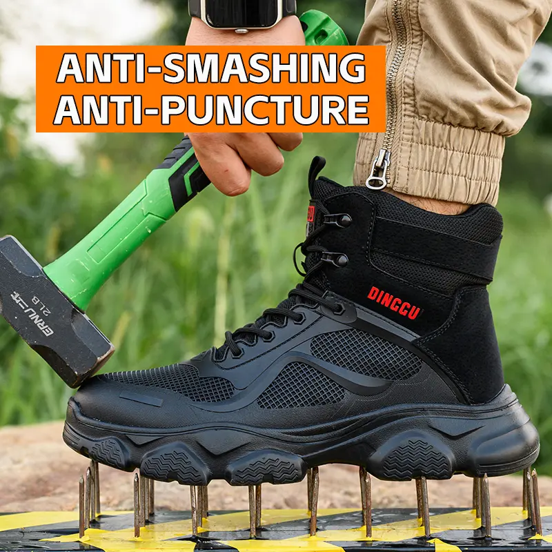 2024 New Safety Shoes Men Boots High Top Work Sneakers Steel Toe Cap Anti-smash Puncture-Proof work Boots Indestructible Shoes