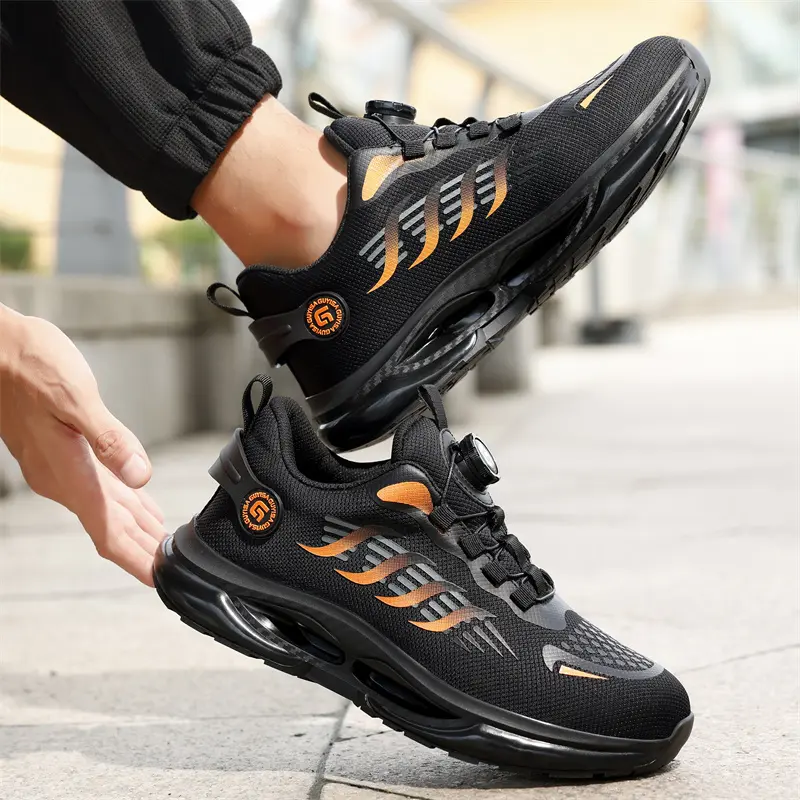 Rotating Buttons Work Safety Shoes For Men Men Steel Toe Shoes Puncture-Proof Men Work Sneakers Lightweight Protective Boots