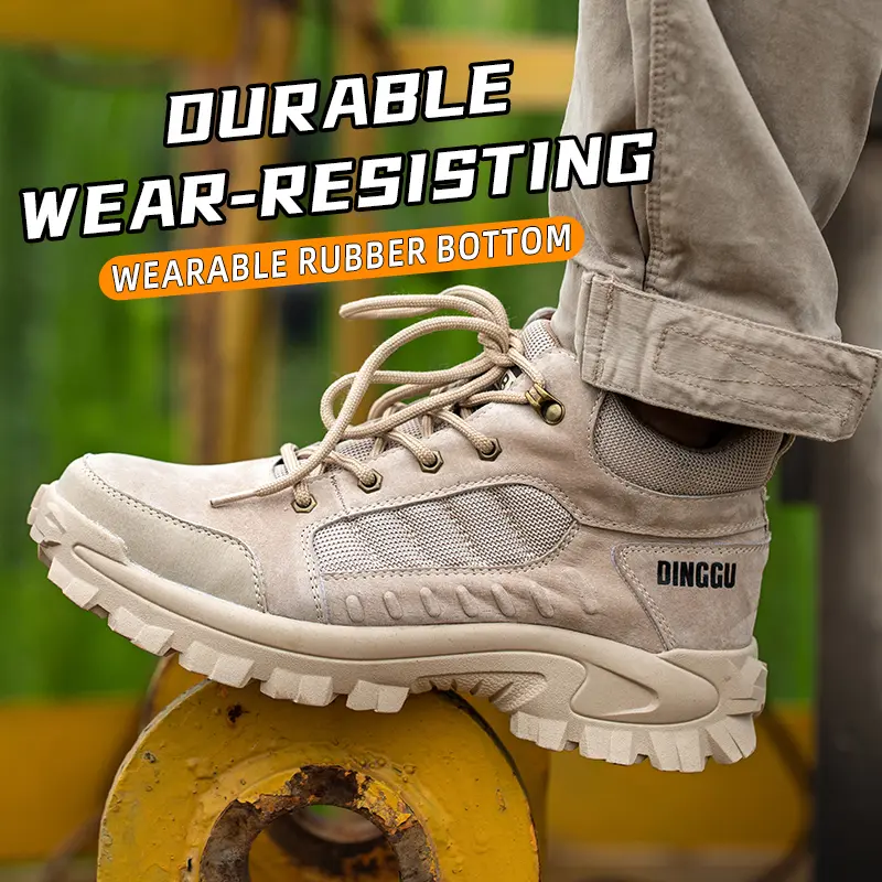 Spring New Leather Work Safety Boots For Men Designer Work Sneakers Anti-puncture Security Shoes Work Boots Indestructible Shoes