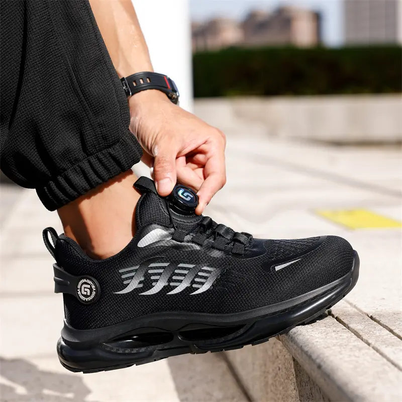 Rotating Buttons Work Safety Shoes For Men Men Steel Toe Shoes Puncture-Proof Men Work Sneakers Lightweight Protective Boots