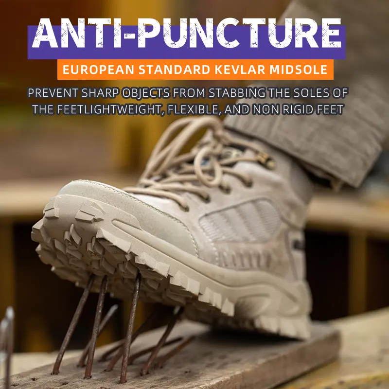 Spring New Leather Work Safety Boots For Men Designer Work Sneakers Anti-puncture Security Shoes Work Boots Indestructible Shoes