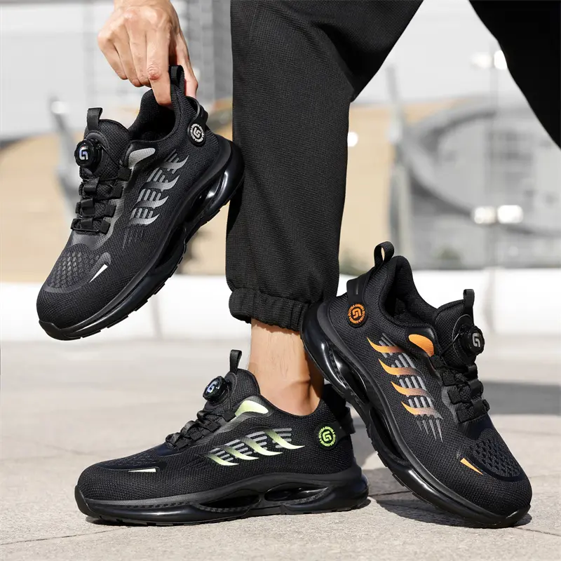 Rotating Buttons Work Safety Shoes For Men Men Steel Toe Shoes Puncture-Proof Men Work Sneakers Lightweight Protective Boots
