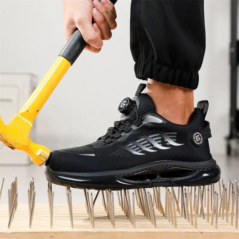Rotating Buttons Work Safety Shoes For Men Men Steel Toe Shoes Puncture-Proof Men Work Sneakers Lightweight Protective Boots