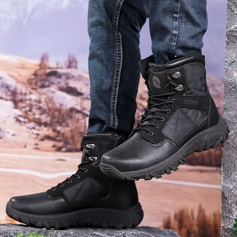Spring Men's Boots Street Outdoor Men Hiking Boots High Top Breathable Men Desert Tactical Ankle Boots Non-slip Motorcycle Boots