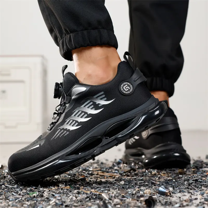 Rotating Buttons Work Safety Shoes For Men Men Steel Toe Shoes Puncture-Proof Men Work Sneakers Lightweight Protective Boots