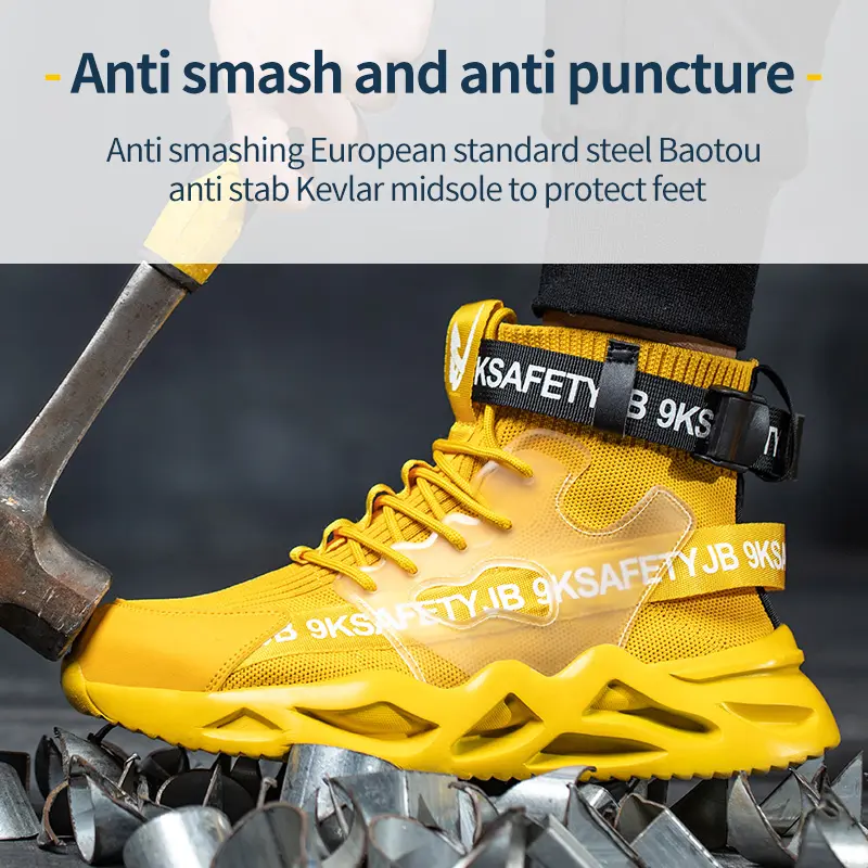 Fashion 2024 Men Work Safety Boots Anti-smash Anti-puncture Work Sneakers High Top Safety Shoes Men Indestructible Work Boots