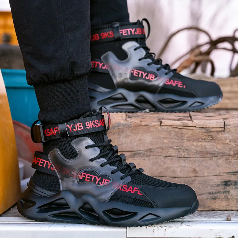 Fashion 2024 Men Work Safety Boots Anti-smash Anti-puncture Work Sneakers High Top Safety Shoes Men Indestructible Work Boots