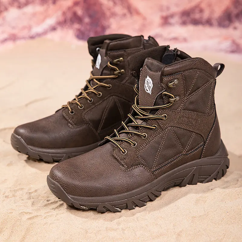Spring Men's Boots Street Outdoor Men Hiking Boots High Top Breathable Men Desert Tactical Ankle Boots Non-slip Motorcycle Boots
