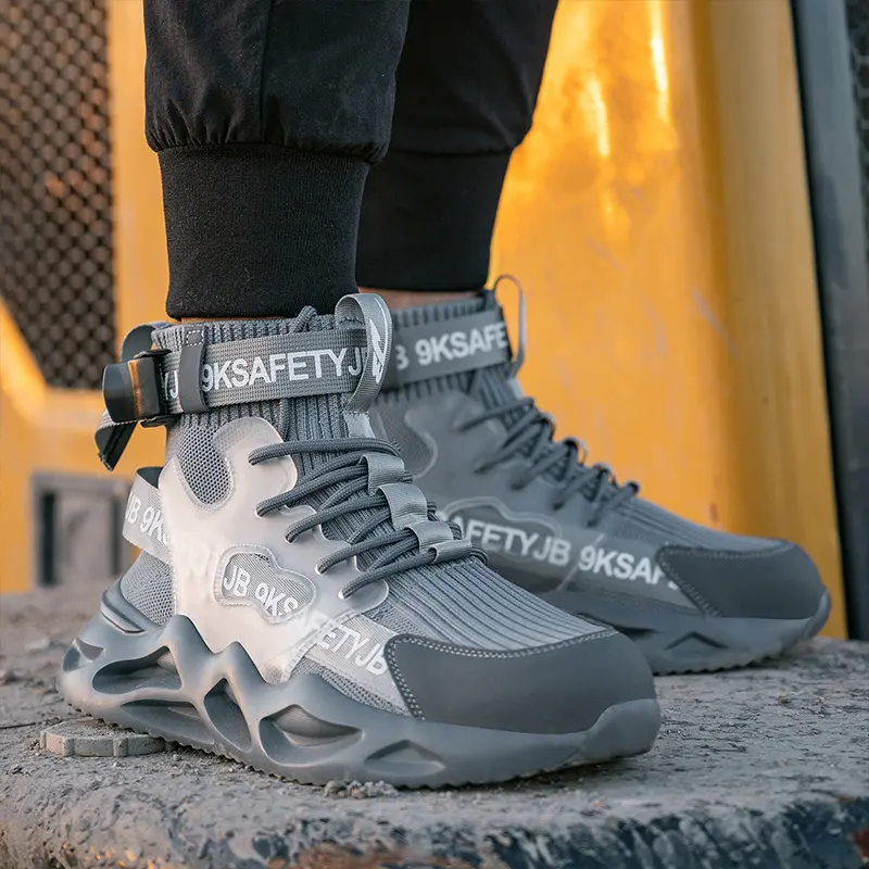 Fashion 2024 Men Work Safety Boots Anti-smash Anti-puncture Work Sneakers High Top Safety Shoes Men Indestructible Work Boots