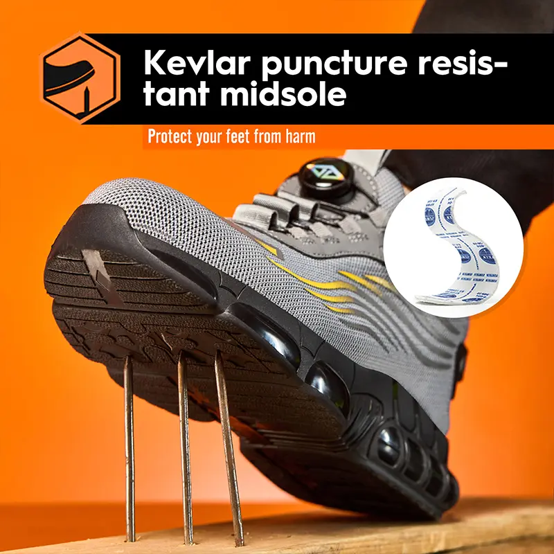 Rotating button Male Work safety shoes European standard steel toe protective shoes Work Sneakers Indestructible shoes Security