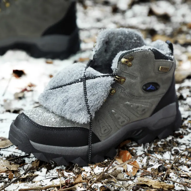 Brand Men's Boots Warm Plush Snow Boots Outdoor Non-Slip Hiking Boots High-Top Waterproof Sneakers Men's Winter Boots Size 39-47
