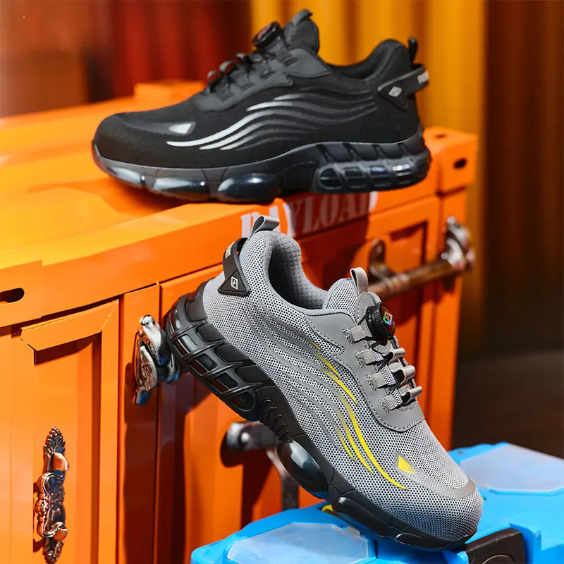 Rotating button Male Work safety shoes European standard steel toe protective shoes Work Sneakers Indestructible shoes Security